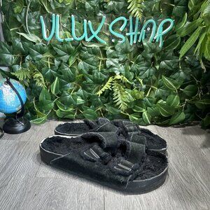 BIRKENSTOCK ARIZONA GENUINE SHEARLING SLIDE SANDAL BLACK MEN’S EU46 $160